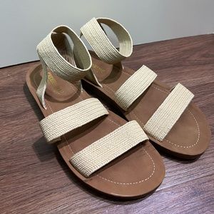 Tan Sandals With Ankle Strap